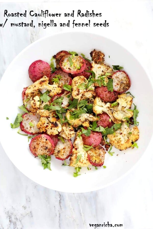 Roasted Cauliflower and Radishes with Indian Spices | Vegan Richa #glutenfree #veganricha #vegan