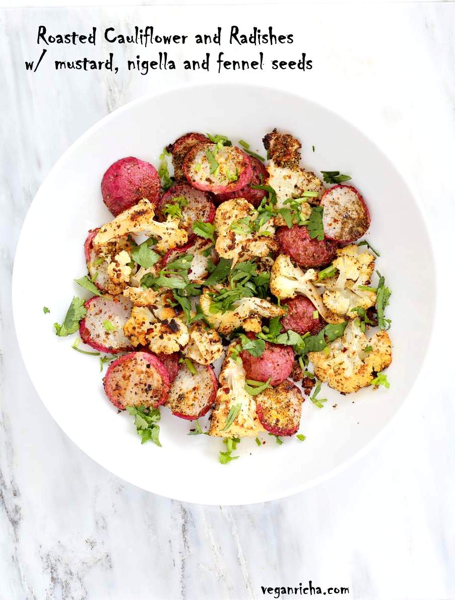 Roasted Cauliflower and Radishes with Indian Spices | Vegan Richa