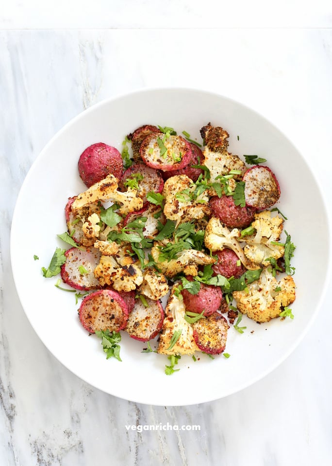 Roasted Cauliflower and Radishes with Indian Spices | Vegan Richa