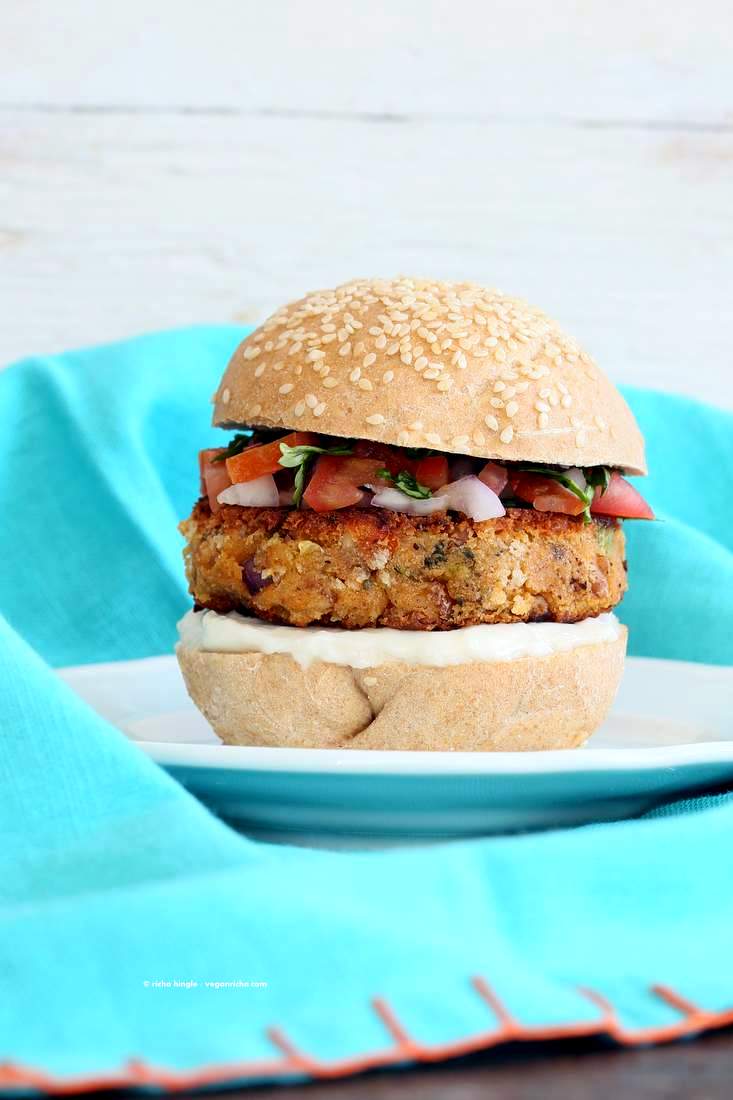 Pinto Bean Broccoli Lentil Burgers | Vegan Richa