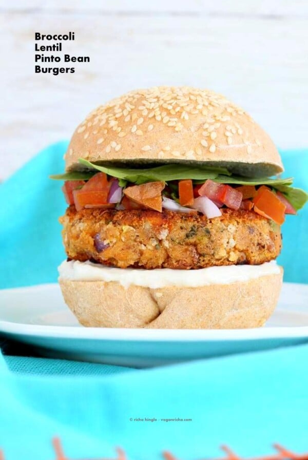 Pinto Bean Broccoli Lentil Burgers | Vegan Richa #vegan #glutenfree #veganricha