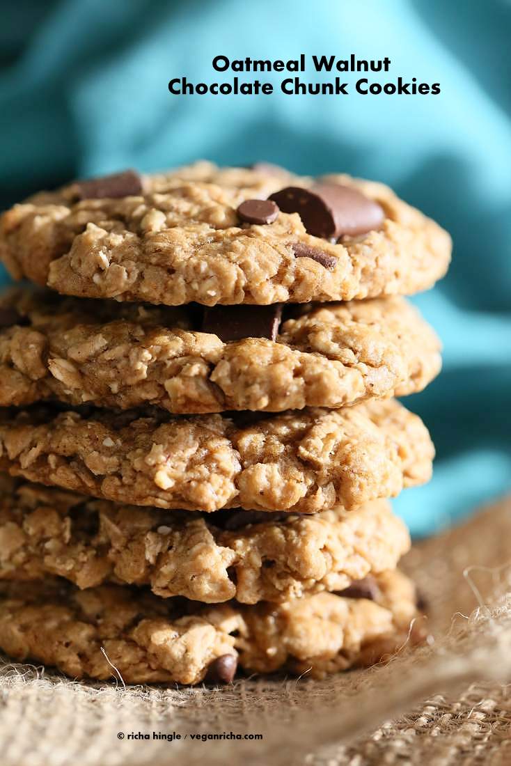 Oatmeal Walnut Chocolate Chunk Cookies | Vegan Richa