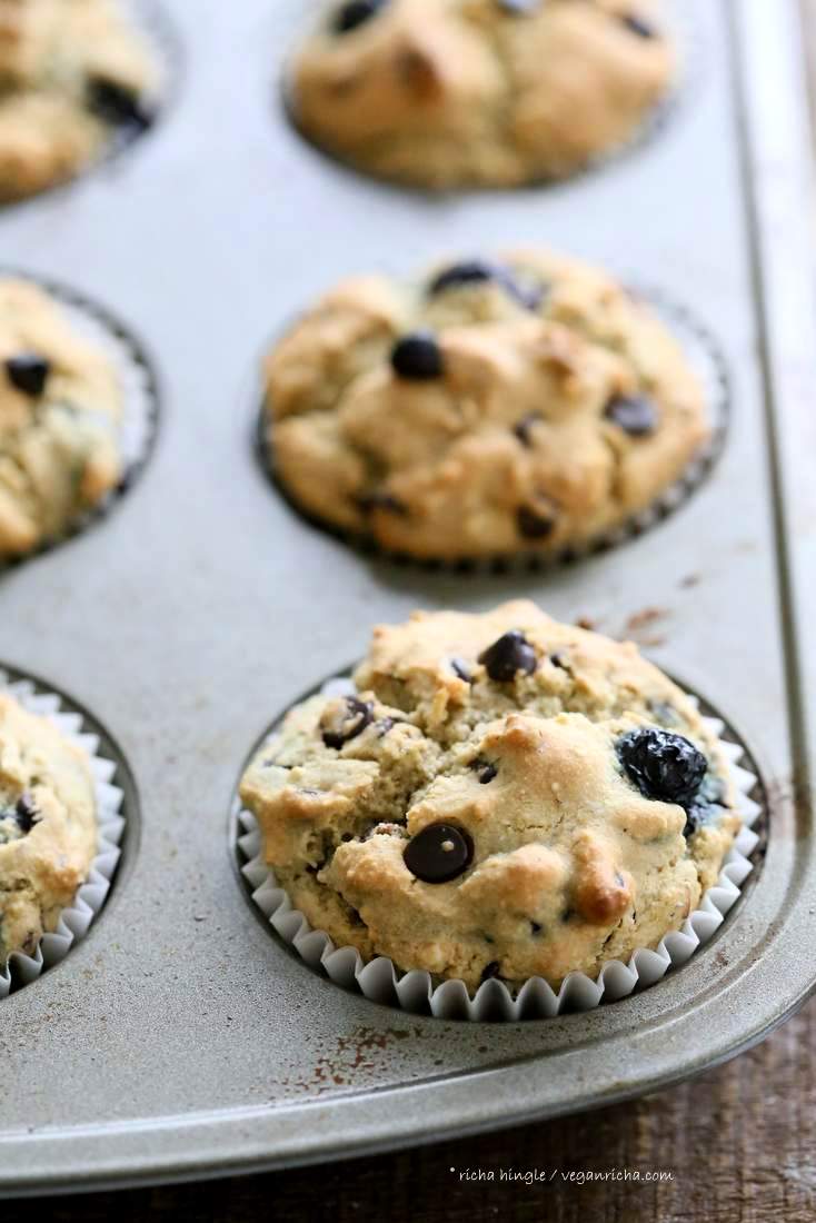 Gluten free Blueberry Chocolate Chip Muffins | Vegan Richa
