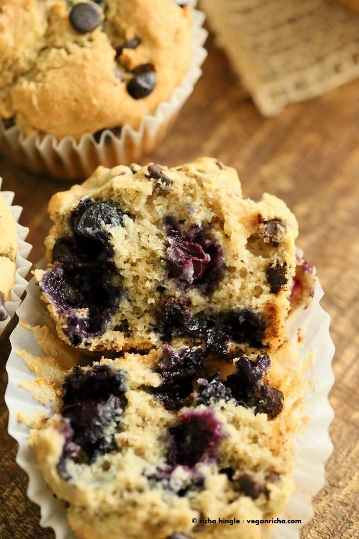 Gluten free Blueberry Chocolate Chip Muffins | Vegan Richa