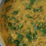 close up of dal fry in the pan