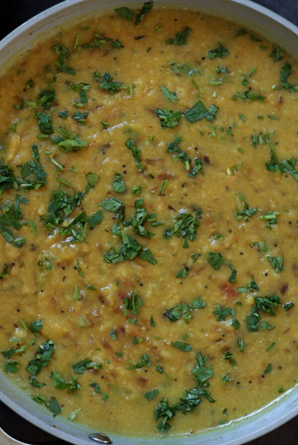 dal fry in the pan after cooking