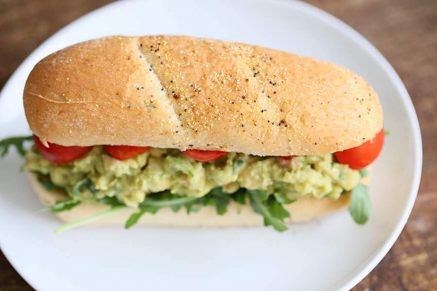Spicy Avocado Chickpea Salad Sandwich | https://veganricha.com #vegan #soyfree #chickpea #avocado