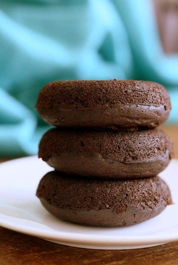 Vegan Chocolate Cake Mix Doughnuts #glutenfree #veganricha #vegan