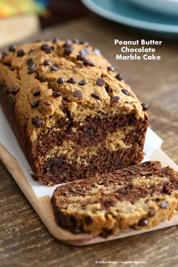 Peanut Butter Chocolate Marble Cake | Vegan Richa #vegan #peanutbutter #chocolate #cake #glutenfree #veganricha #vegan