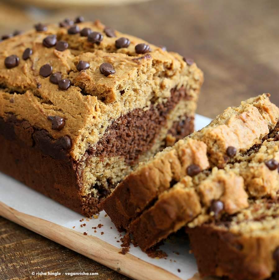 Peanut Butter Chocolate Marble Cake | Vegan Richa #vegan #peanutbutter #chocolate #cake