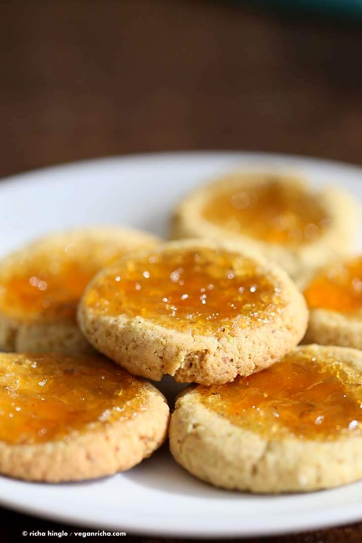 Pistachio Apricot Thumbprint Cookies | Vegan Richa