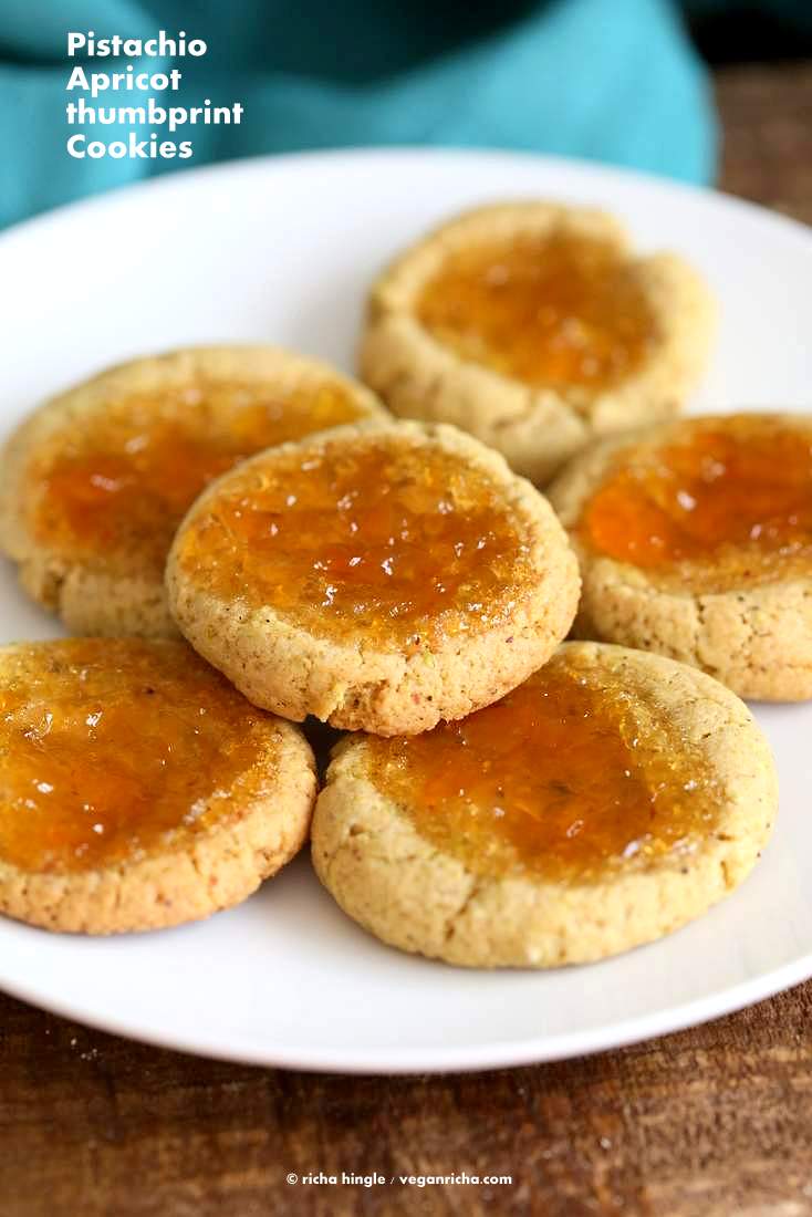 Pistachio Apricot Thumbprint Cookies | Vegan Richa