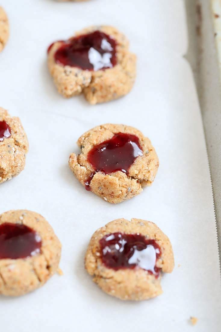Cherry Almond Thumbprint Cookies - Almond Pulp Cookies | Vegan Richa
