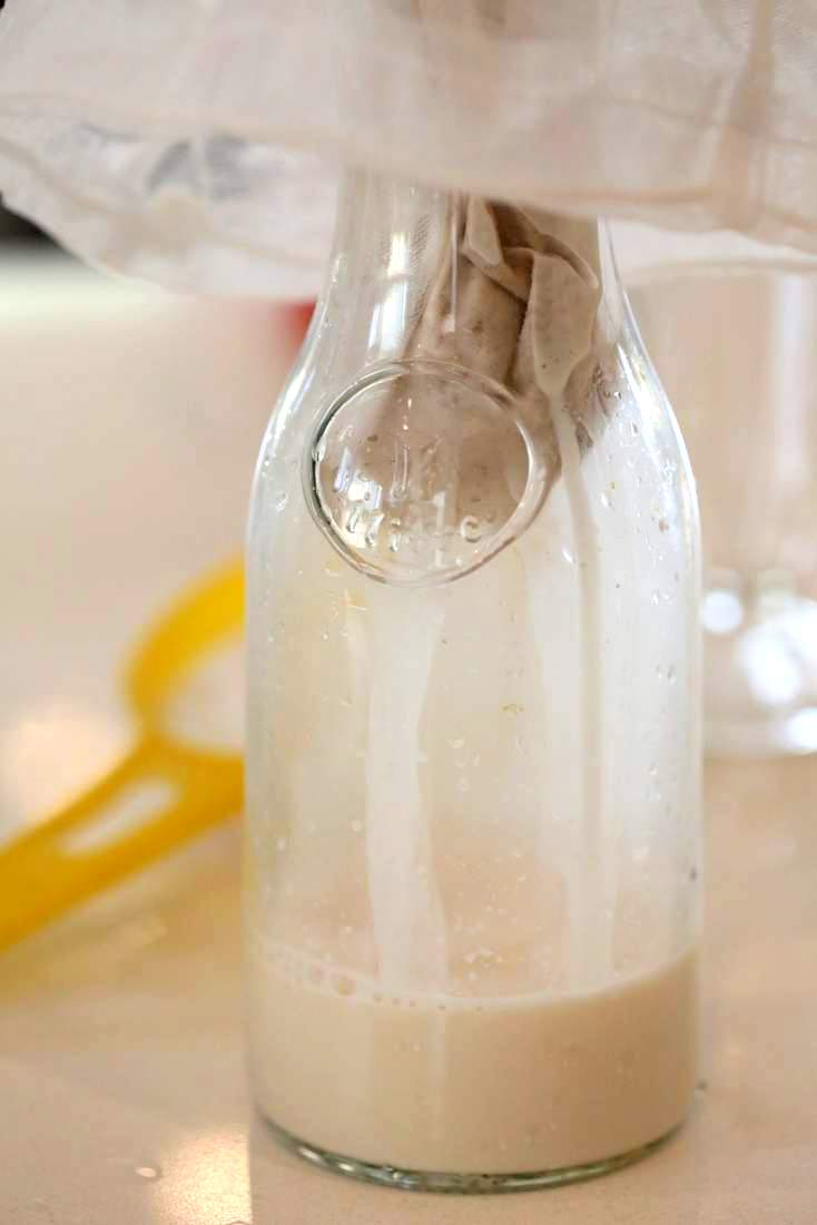 How to make Almond Milk with raw almonds or blanched almonds. Blanched almond milk has a less prominent flavor which works great for Indian Chai | Vegan Richa