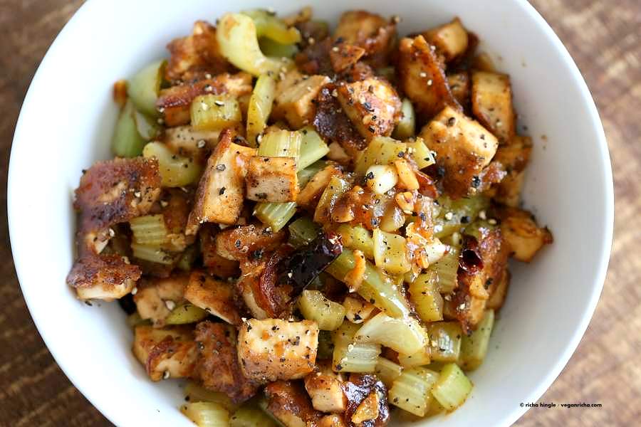 Celery Black Pepper Tofu | Vegan Richa