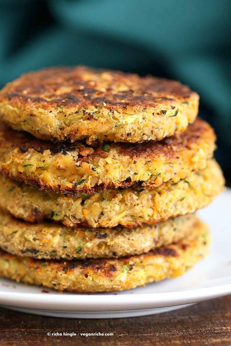 Carrot Zucchini Chickpea Fritters #Vegan #snack #chickpea #zucchini #recipe | Vegan Richa