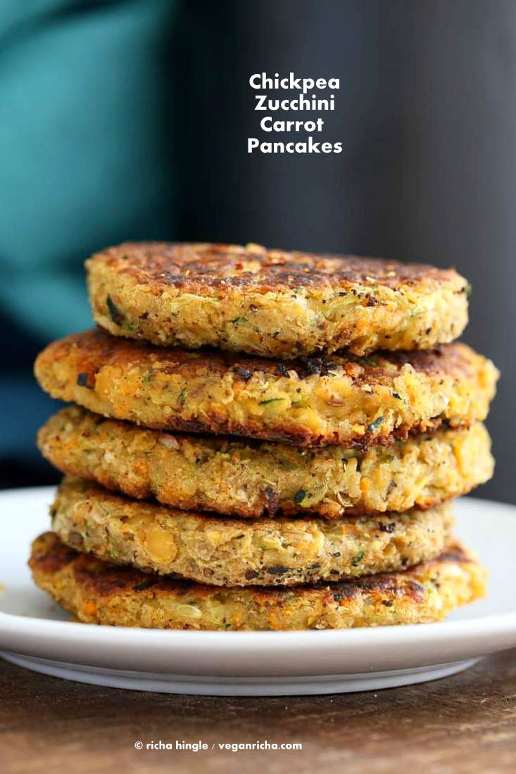 Carrot Zucchini Chickpea Fritters Vegan Recipe | Vegan Richa