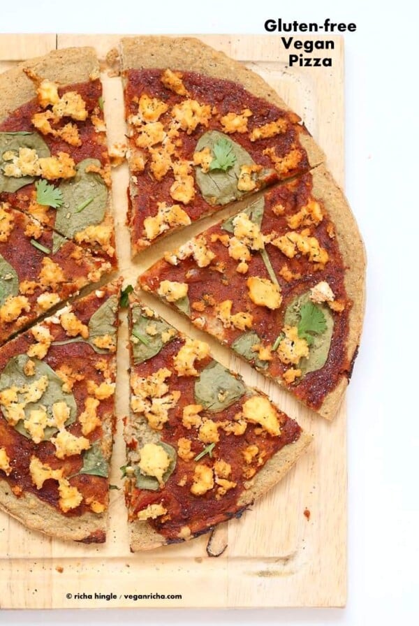Gluten free Yeast free Vegan Pizza Crust Recipe | Vegan Richa #glutenfree #vegan #pizza #yeastfree #chickpeaflour #glutenfree #veganricha #vegan