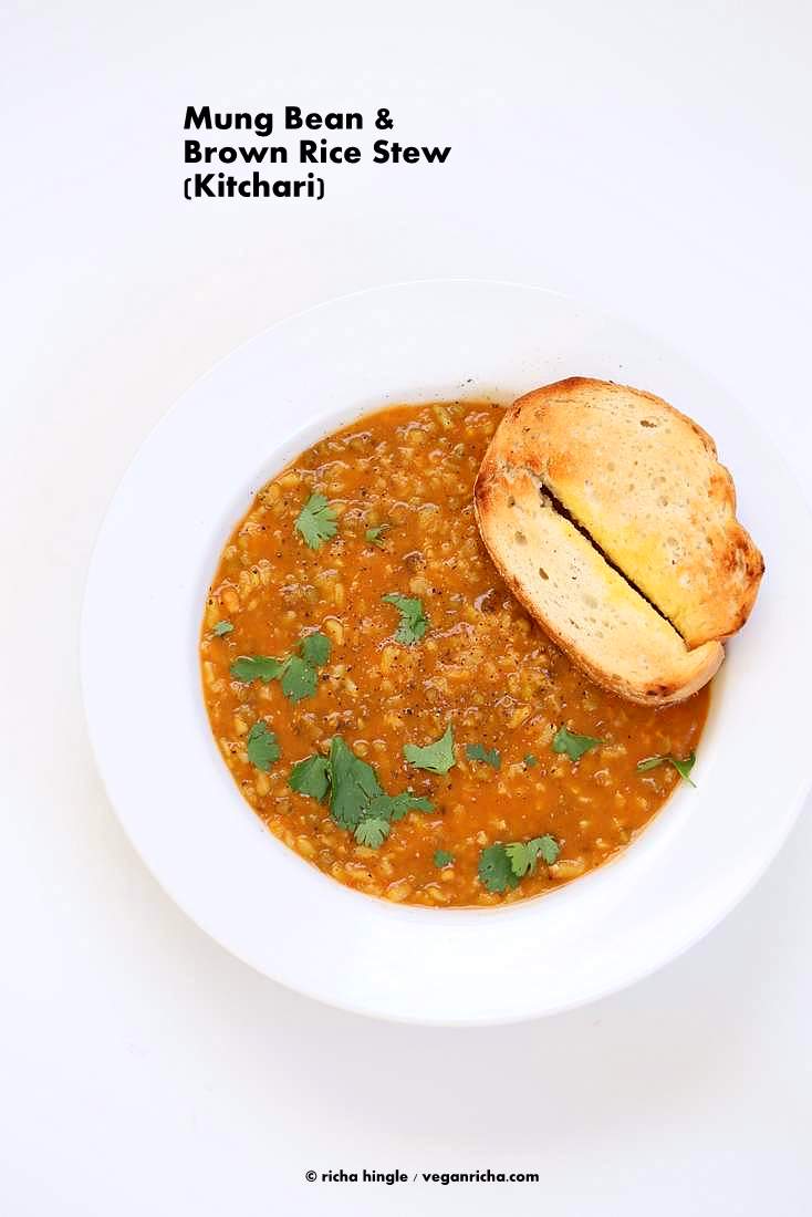 Brown Rice Mung Bean Kitchari - Mung Bean Stew | Vegan Richa #vegan #glutenfree #nutfree #soyfree #mungbean #kitchari