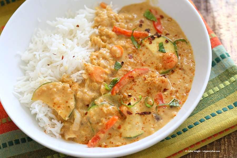 Veggies and Lentils in Peanut Sauce | Vegan Richa
