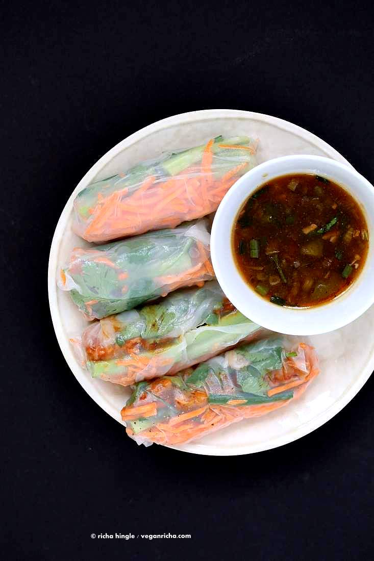 Red Curry Tempeh Summer Rolls | Vegan Richa
