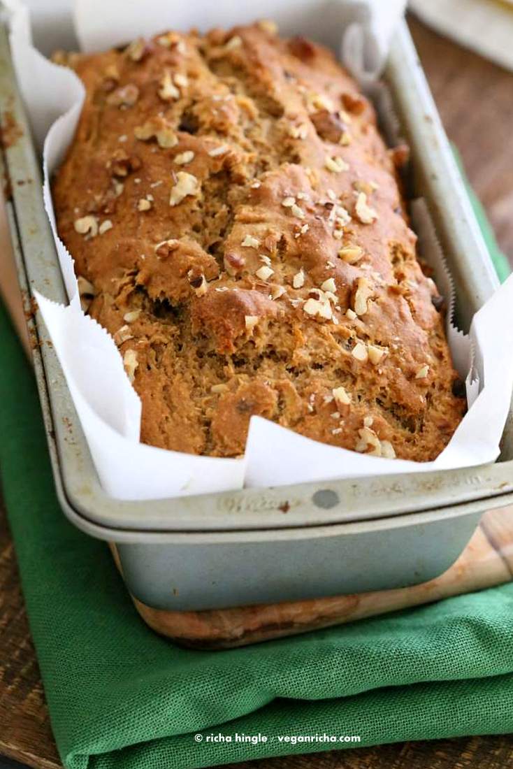 One Bowl Vegan Banana Apple Bread | https://veganricha.com #vegan #banana