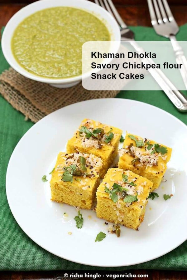 Khaman Dhokla Recipe - Chickpea flour Snack Cakes | Vegan Richa #glutenfree #veganricha #vegan