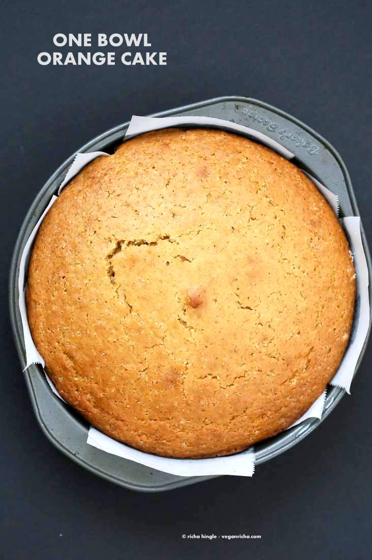 Vegan Orange Cake made in 1 Bowl and just 8 ingredients! Easy Moist Citrusy Vegan Cake. Soyfree Palm-Oil-free Recipe| VeganRicha.com
