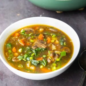bowl of mushroom chickpea soup