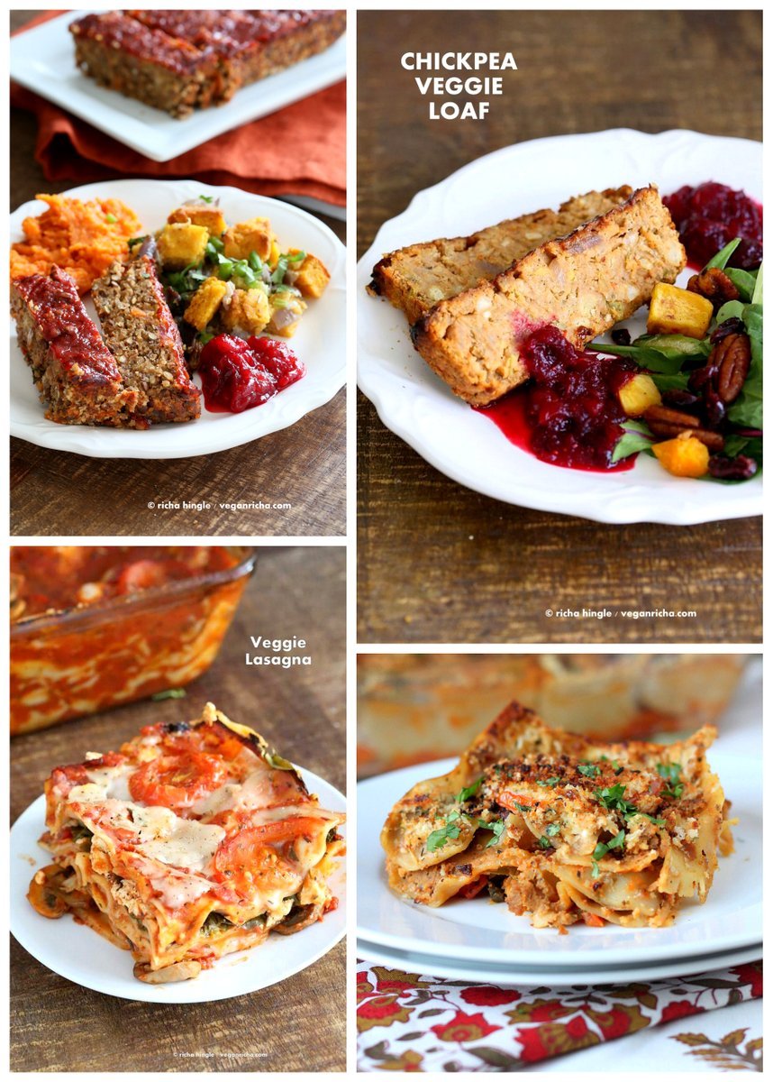 Vegan Holiday Main Entree Recipes | VeganRicha.com #LentilLoaf #Lasagna #vegan #recipe