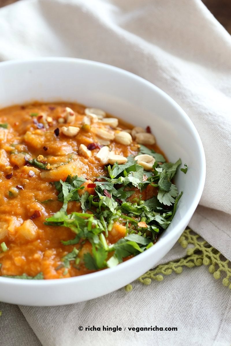 African Peanut Lentil Soup. African Peanut Stew with lentils and veggies. | VeganRicha.com #vegan #glutenfree #stew #recipe