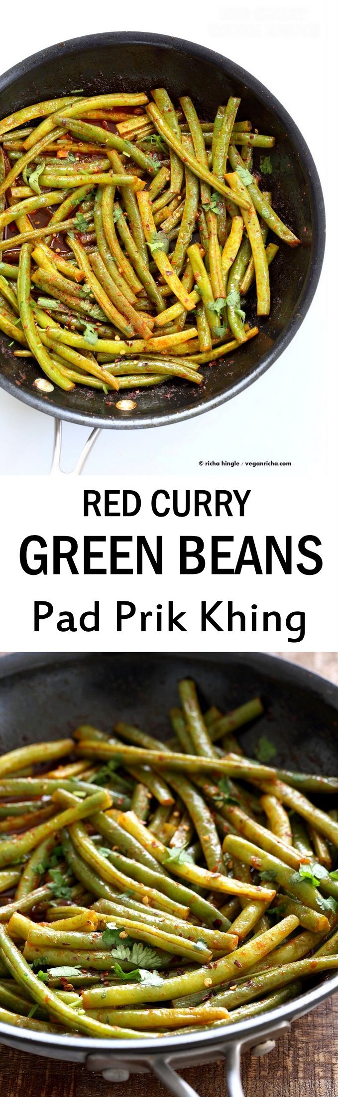 Red Curry Green Beans - Green Beans Stir fry with red curry paste, kaffir lime, sugar and chile. Pad Prik King Vegan Glutenfree Soyfree Recipe | VeganRicha.com