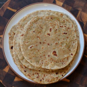 Stack of broccoli parathas.
