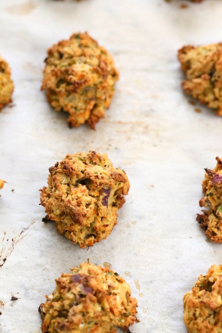 Broccoli, Cauliflower, potatoes, carrots and greens in this Mixed Vegetable Pakora. Baked Veggie Pakore Bhajjiya. Vegan Soyfree Recipe. Easily Glutenfree | VeganRicha.com