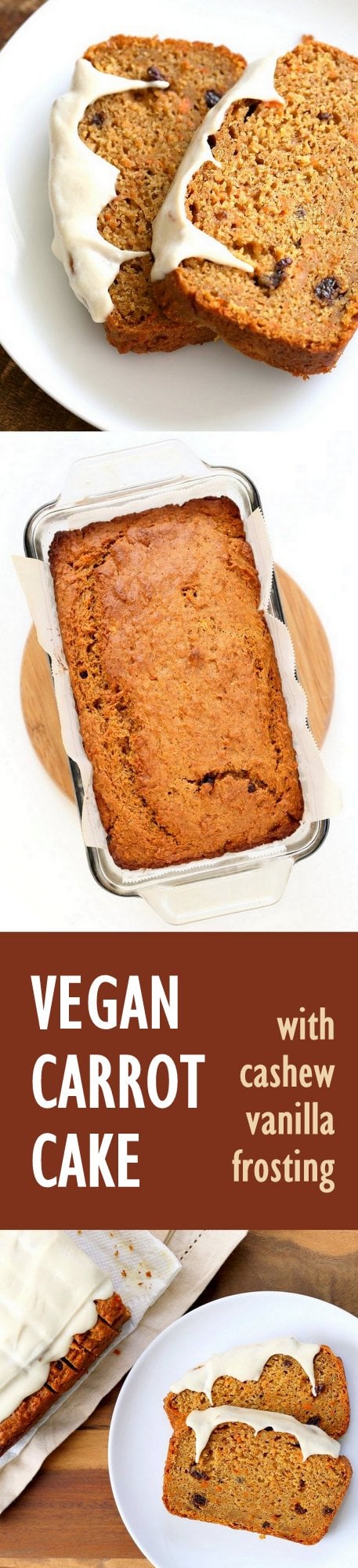 Vegan Carrot Cake Recipe with cinnamon and cardamom. Vegan Carrot Cake Quick bread loaf with Cashew Cream Frosting. Moist, spiced, full of carrots. Low oil. #vegan #Soyfree #Palmoilfree #Easter #recipe | VeganRicha.com