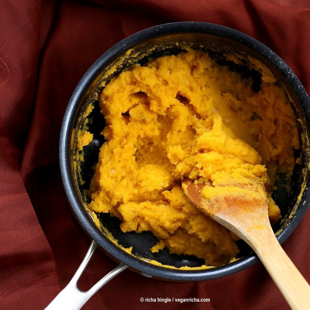 Mango Sheera Recipe. Mango Kesari or Halwa. Semolina Mango Pudding . Vegan Indian Dessert Recipe. | VeganRicha.com can be made gluten-free and oil-free