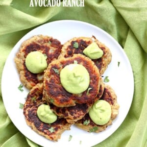 Traditional Irish potato cakes known as boxty, made eggless and vegan. Serve with avocado basil garlic ranch dressing. Vegan Soyfree Recipe | VeganRicha.com #glutenfree #veganricha #vegan
