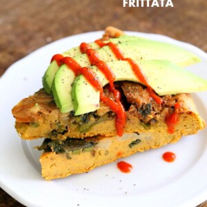 Lentil Veggie Asparagus Frittata. Blended red lentils make the egg in this lentil frittata filled with Spring vegetables. Easy Vegan Gluten-free Soy-free Recipe | VeganRicha.com #glutenfree #veganricha #vegan