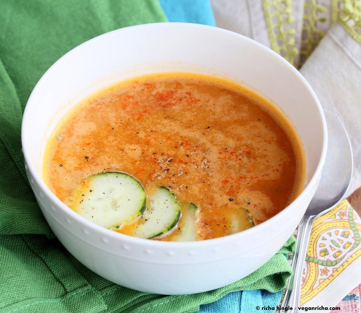 Easy Turkish Red Lentil Soup with carrots, turkish spices, red lentils.Easy weeknight meal. Few ingredients. Vegan Gluten-free Soyfree Recipe | VeganRicha.com