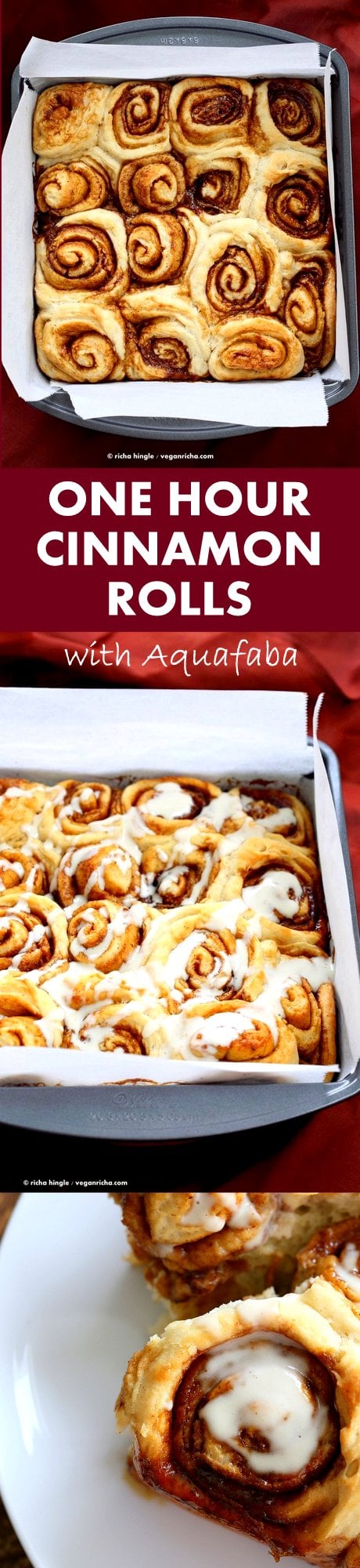 1 hour Cinnamon Rolls with Aquafaba. Easy Homemade Vegan Cinnamon Rolls with Cashew cream frosting. Ready in 60 minutes. #Vegan #Soyfree #PalmOilfree #Breakfast #Recipe | VeganRicha.com