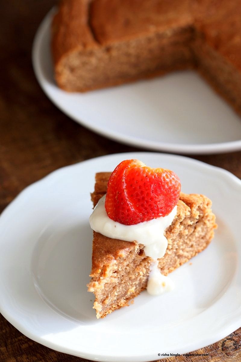 Easy One Bowl Strawberry Cake. Vegan Strawberry Cake with whipped coconut cream or strawberry beet buttercream frosting. Vegan Spring Cake Recipe | VeganRicha.com