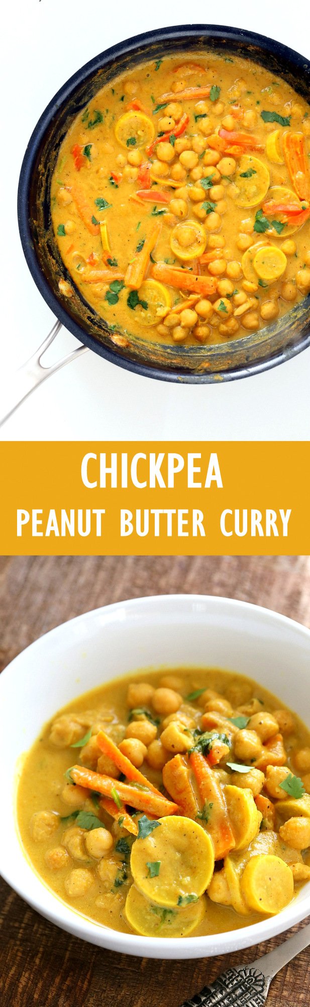 Chickpeas in Turmeric Peanut Butter Curry. Easy Nut Butter Curry Sauce with Summer veggies and Chickpeas. #Vegan #Glutenfree #Soyfree #Recipe | VeganRicha.com