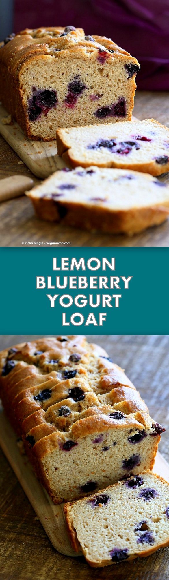 Vegan Lemon Blueberry Cake. This zesty Blueberry Lemon Pound Cake is dense and full of flavor. Use other berries in this Vegan Pound Cake Recipe. Non Dairy Yogurt Pound Cake Loaf with lemon and blueberries. 15 min prep and done. | VeganRicha.com