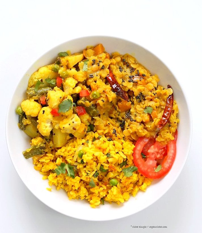 Bengali Mixed Veggies - Charchari Recipe. Cauliflower Potato Green Beans Peas with Bengali (Eastern Indian) Spices. Panch Phoron Phulkopi Recipe. Easy Veggie Side. Vegan Gluten-free Soy-free Recipe. | VeganRicha.com