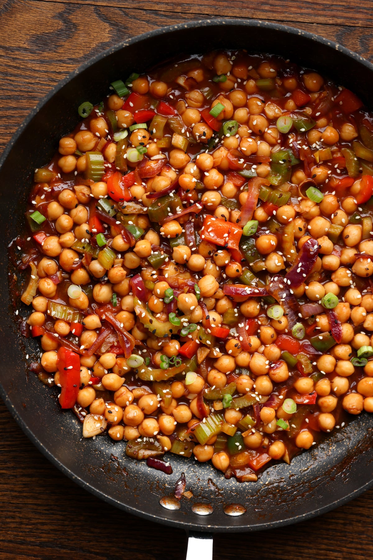 pan of gochujang chickpeas