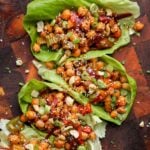 gochujang chickpeas lettuce wraps on the cutting board