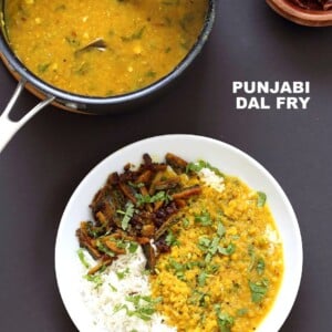 Punjabi Dal Fry Recipe. Easy Dal Fry with whole spices and garam masala. Lentil Dhal. Or use split peas. Vegan Gluten-free Soy-free Indian Recipe. | VeganRicha.com #glutenfree #veganricha #vegan