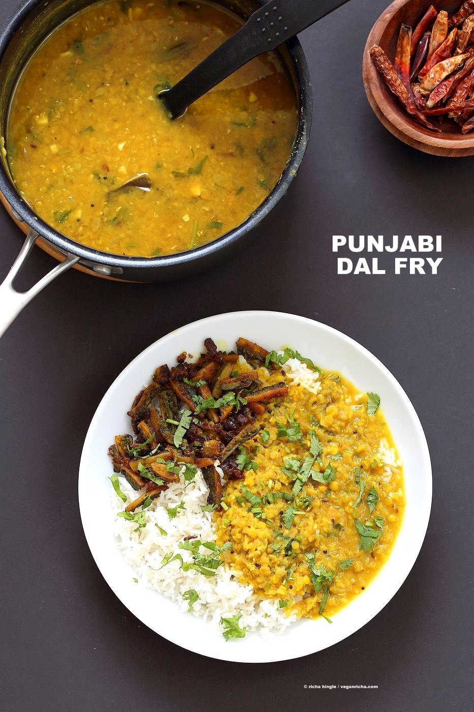 Punjabi Dal Fry Recipe. Easy Dal Fry with whole spices and garam masala. Lentil Dhal. Or use split peas. Vegan Gluten-free Soy-free Indian Recipe. | VeganRicha.com