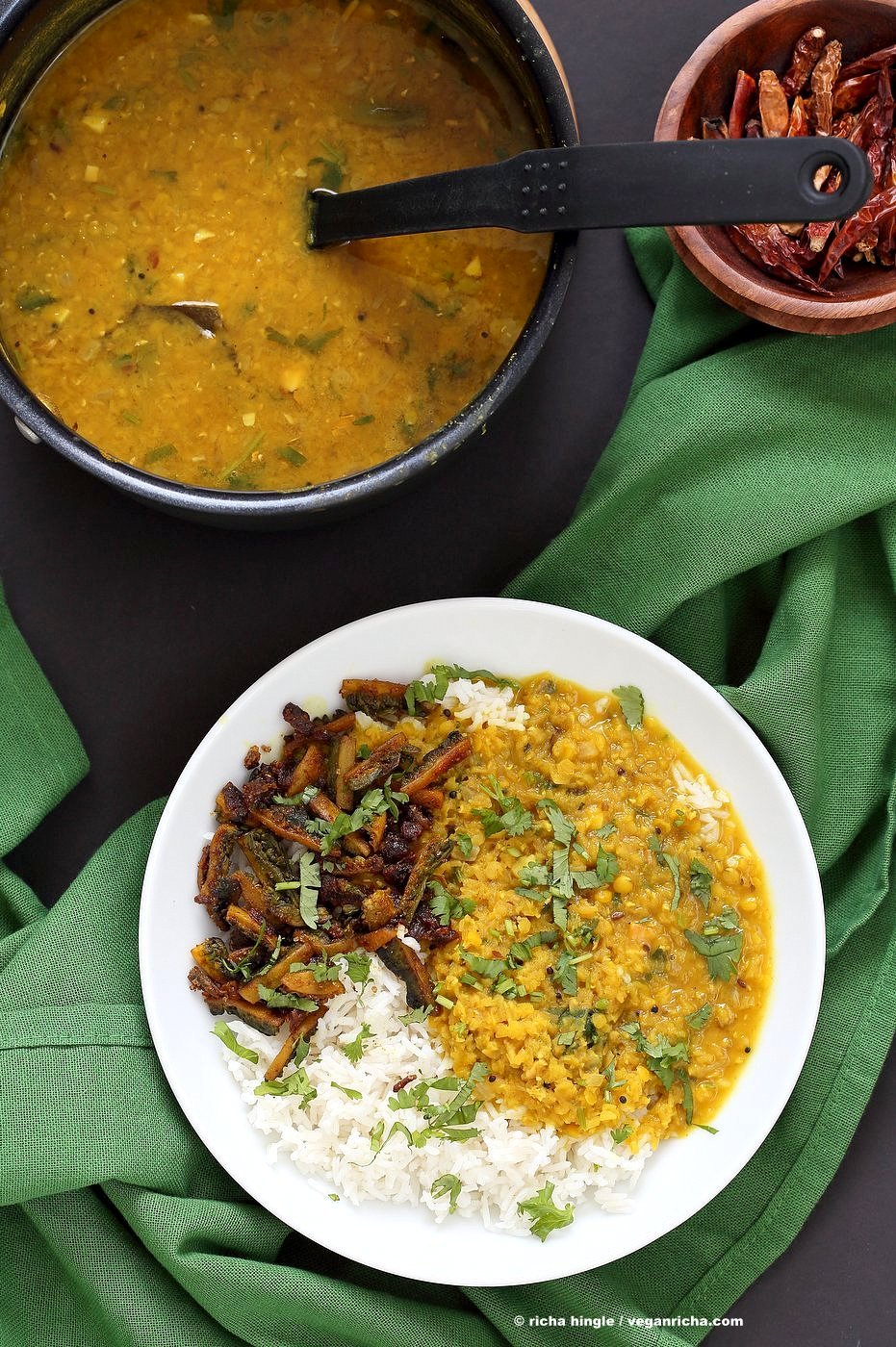 Punjabi Dal Fry Recipe. Easy Dal Fry with whole spices and garam masala. Lentil Dhal. Or use split peas. Vegan Gluten-free Soy-free Indian Recipe. | VeganRicha.com