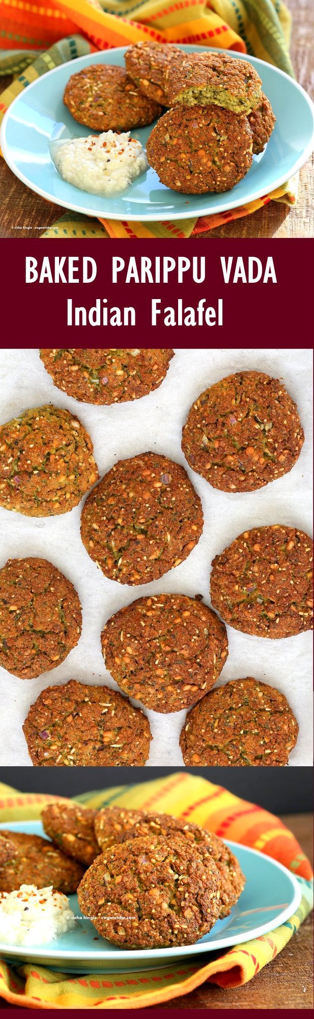 Baked Parippu Vada Recipe - Chana Dal Vada Or Masala Vadai. Chana Dal (Split chickpea) Fritters. Easy Indian Falafel with curry leaves and ginger. Use other spices and lentils for variation. Vegan Gluten-free soy-free Recipe | VeganRicha.com